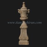 Antique Flower Pot Marble Carving (HA2001)