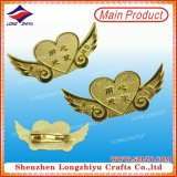 Flying Heart Shiny Gold Pin Badge