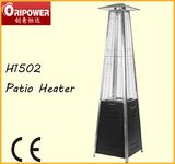 Black Steel Patio Heater, Tuber Glass Flame Heater