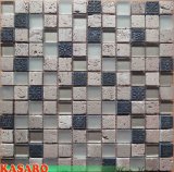 Travertine Stone Mix Glass Mosaic Tile Wall Decoration (KSL6682)