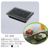 1000ml Black Rectangle Microwave Disposable Tableware with Clear Lid