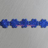 Dark Blue Flower Design Chemical Lace for Dress