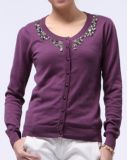 Lady Knitted Cardigan Sweater Fashion Garment with Sequins (ML22002)
