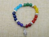 Fashion Chakra Bracelet, Yoga, Energy Bracelet, 8 Mm Color Jade Beads with Buddha Charm