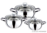 6PCS Stainless Steel Tableware with Glass Lid & Steel Handle (KG06A026)