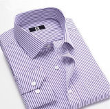 Men's Business Wrinkle Free Long Sleeve Striped Dress Shirt