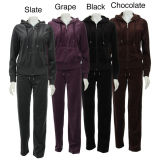 Lady's Fashion Velour Track Suit for Activewear (HGS1025)