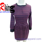 Fashion Ladies Garment Jacquard PU Dress