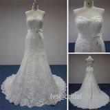 Lace Bridal Dress & Mermaid Bridal Gown & Bowknot Wedding Dress (LV1329)