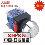 Onpow 22mm Momentary Metal Flat Type Switch with Big Press Key (LAS0-K-11PL) CCC, CE, VDE