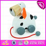 2015 New Kid Cute Wooden Dog Pull Line Toy, Animal Design Wooden Pull Toy for Kids, Wooden Pull and Push Toy for Children W05b095