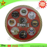 Souvenir Challenge Coin with Logo Printed on Sticker and Rope Edge