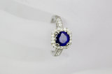 Blue Round Crystal Diamond Copper Jewelry Ring (NJB_0100)