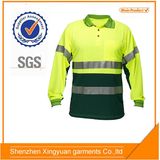 100% Polyester Bird 's-Eye Cloth Long Sleeves Hi Vis Reflective Shirt (SSG00091)