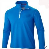 2015 Mens Blue Skinny Stand Collar Half-Zipper Winter Fleece Jacket
