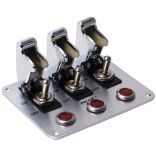 3 Row Chrome Safety Cover Aircraft Toggle Switch Panel Red Indicator Light