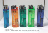 (Item No.BD-Y16) Flint Lighter, Refillable Gas Lighter With LED Light, Baida Lighter