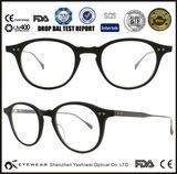 Fashion Design Titanium Temple with Acetate Frame Glasses for Eyewear