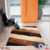 Luxury Soft Polyester Yarn&Silk 3D Colorful Striped Carpet