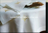 100%Linen Table Cloth with Golden Embroidery (TC-001)