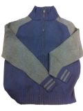 Man Turtle Neck Zipper up Knitted Cardigan Sweater Fashion Garment (B61215)