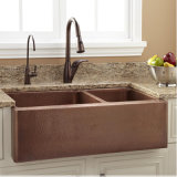 Classic Double Bowl Pure Copper Handmade Kitchen Sink (YX1554)