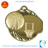 Custom 3D School Basketball Game Medal with Antique Gold Plating