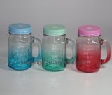 Colorful 450ml Glass Mason Jar with Handle Beer Mugs