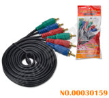 1.8m Male to Male 3 RCA to 3 RCA AV Cable with Golden Connector Component Cable (AV-608-1.8m-gold-component cable)