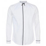 Hidden Button Design Men's Contrast White Shirt (WXM302)