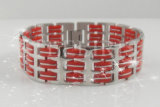 Stainless Steel Jewellery Bracelet With Red Rubber (ST-331R)