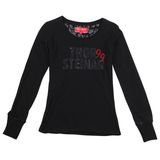 Women's Long Sleeve Print & Rhinestones Cotton T-Shirt (YRWT010)