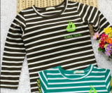 Fashion Round Neck Stripe Cotton T-Shirt (T-A-017)