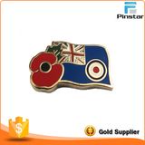 UK Flag Red Poppy Metal Enamel Vespa Scooter Pin Badge