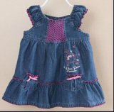 Wholesale High Quality Jean Lace Baby Girls Fashion Dress