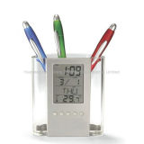 Electronic Calendar Penholder Clock