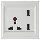 RoHS PC Faceplate USB Output 5V 2400mA Smart Wall Socket