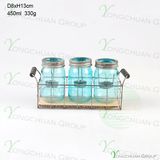 3 PCS Glass Candle Holder with Metal Stand Nice Picture