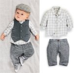 New Arrival European Baby's Three-Piece Suit with Vest Kd2326