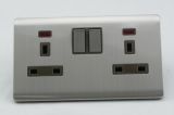 New Design British Standard Stainless Steel Double 13A Electric Wall Socket