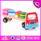 2015 Creative Kids Wooden Block Car Toy, Hot Sale DIY Educational Moving Car Toy, Multi-Functional Wooden Block Car Toy W04A160