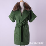 Elegant Winter Short Sleevless Woolen Women Coat (1-86152)