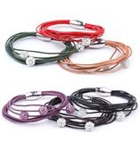 Fashion Round Bead Set Auger Weaving Leather Bracelets Fq-867866