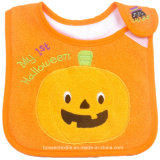 Promotional Cotton Terry Halloween Cute Cartoon Pumpkin Embroidery Applique Baby Bib