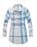 Womens Long Sleeve Casual Cotton Plaid Shirt (WXW001)