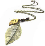 Vintage Leaf Pendant Fashion Jewelry Necklace (HNK-10069)