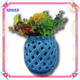 Blue Flower Pot, Ceramic Candle Holder, Decorative Lantern Souvenir