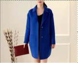 80% Wool, 20% Polyester, Women Blue Fashion Double-Faced Woolen Coat (Z-1596)