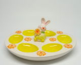 Ceramic Rabbit Egg Holder, 6 Holes, Egg Stand for Easter Gifts