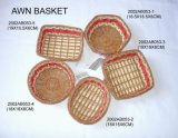 Bamboo and Awn Basket with Ribbon Set of 5